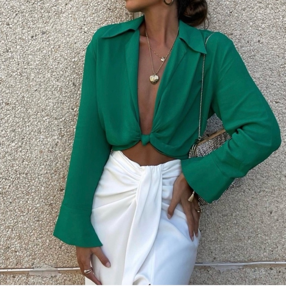 Zara Emerald Green Women's Button Down Shirt